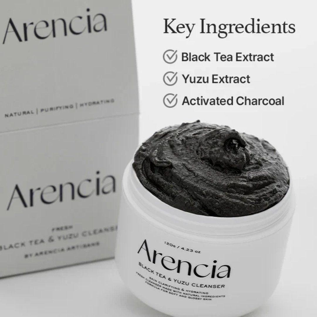 Arencia Black Tea Yuzu Rice Mochi Cleanser – Gentle Hydrating Facial Cleanser